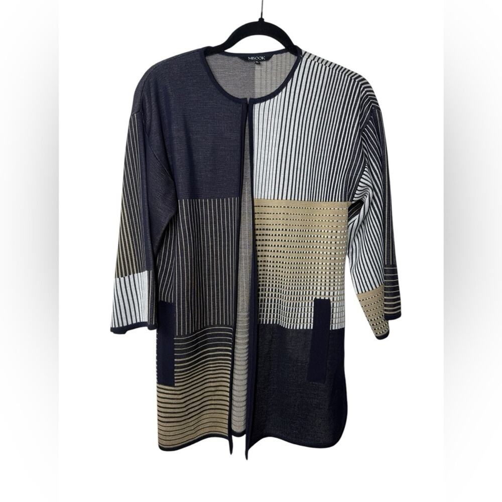 Misook Stripe Block Panel Cardigan Size XS